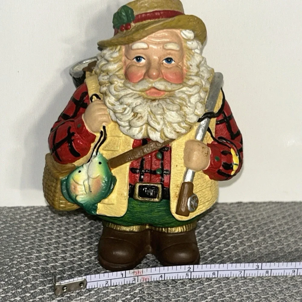 Santa Claus Fisherman Fishing‎ Resin Christmas Ornament 4